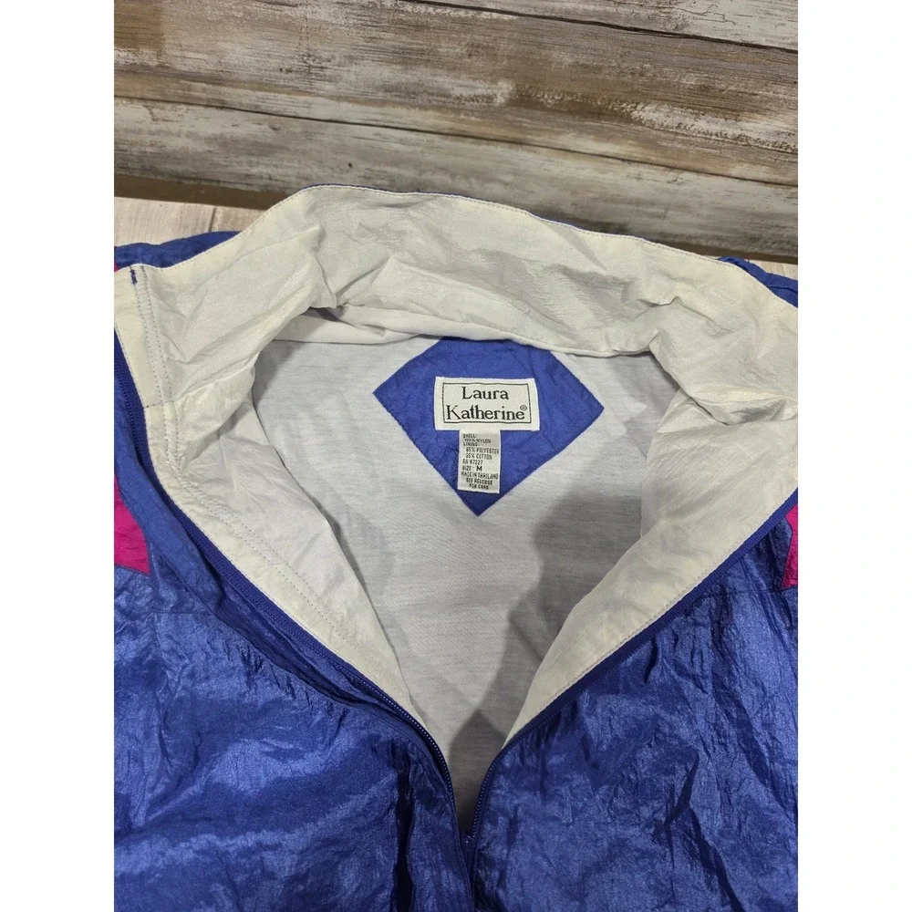Vintage Laura Katherine Colorblock Tracksuit Blue Pink Windbreaker Set M L